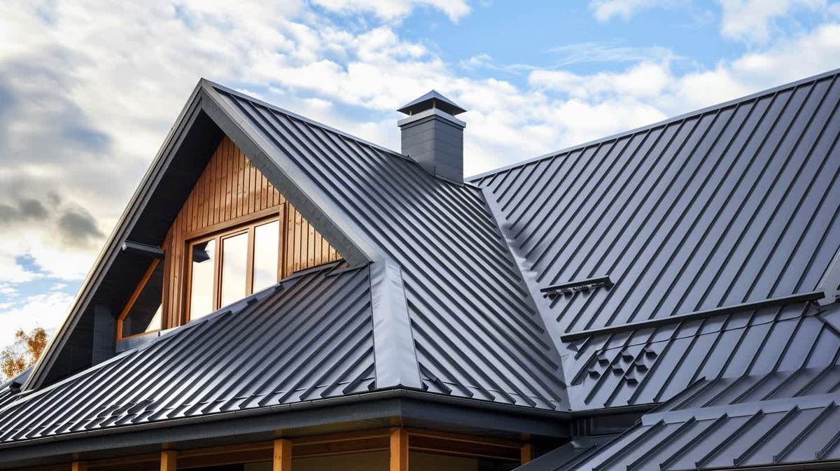 Evka-4 EPDM Kauçuk Çatı – antrasit kenet sistem metal çatıyla kaplanmış müstakil ev